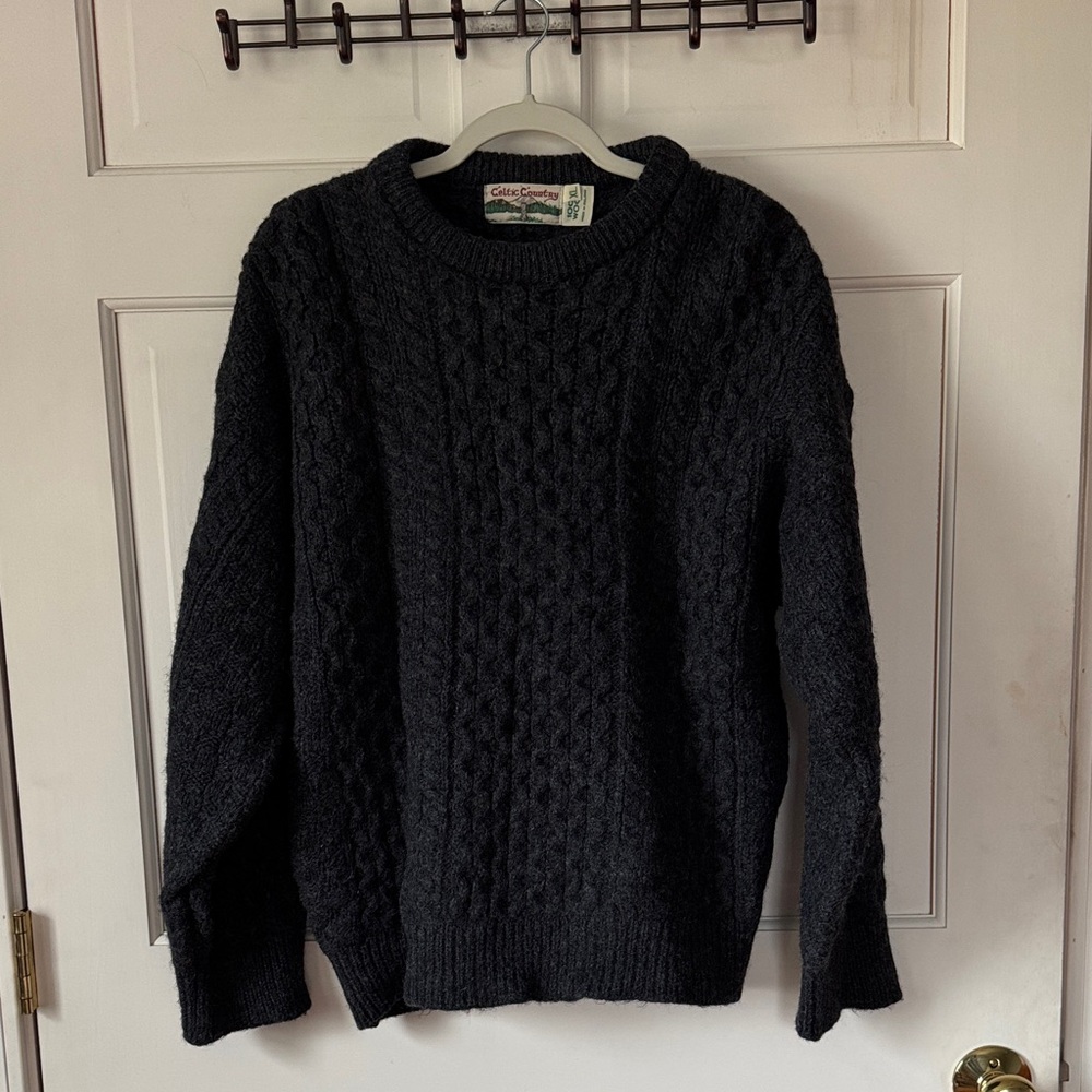 Celtic Country Vintage 100% Wool Cable Knit Sweater XL